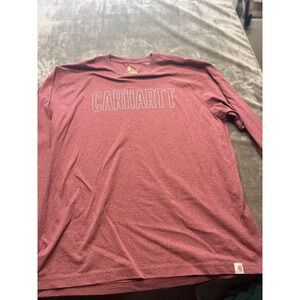 Carhartt Mens XL Long Sleeve T‎ Shirt Original Fit Logo Graphic Maroon